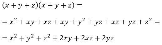 Quadrato di trinomio formula