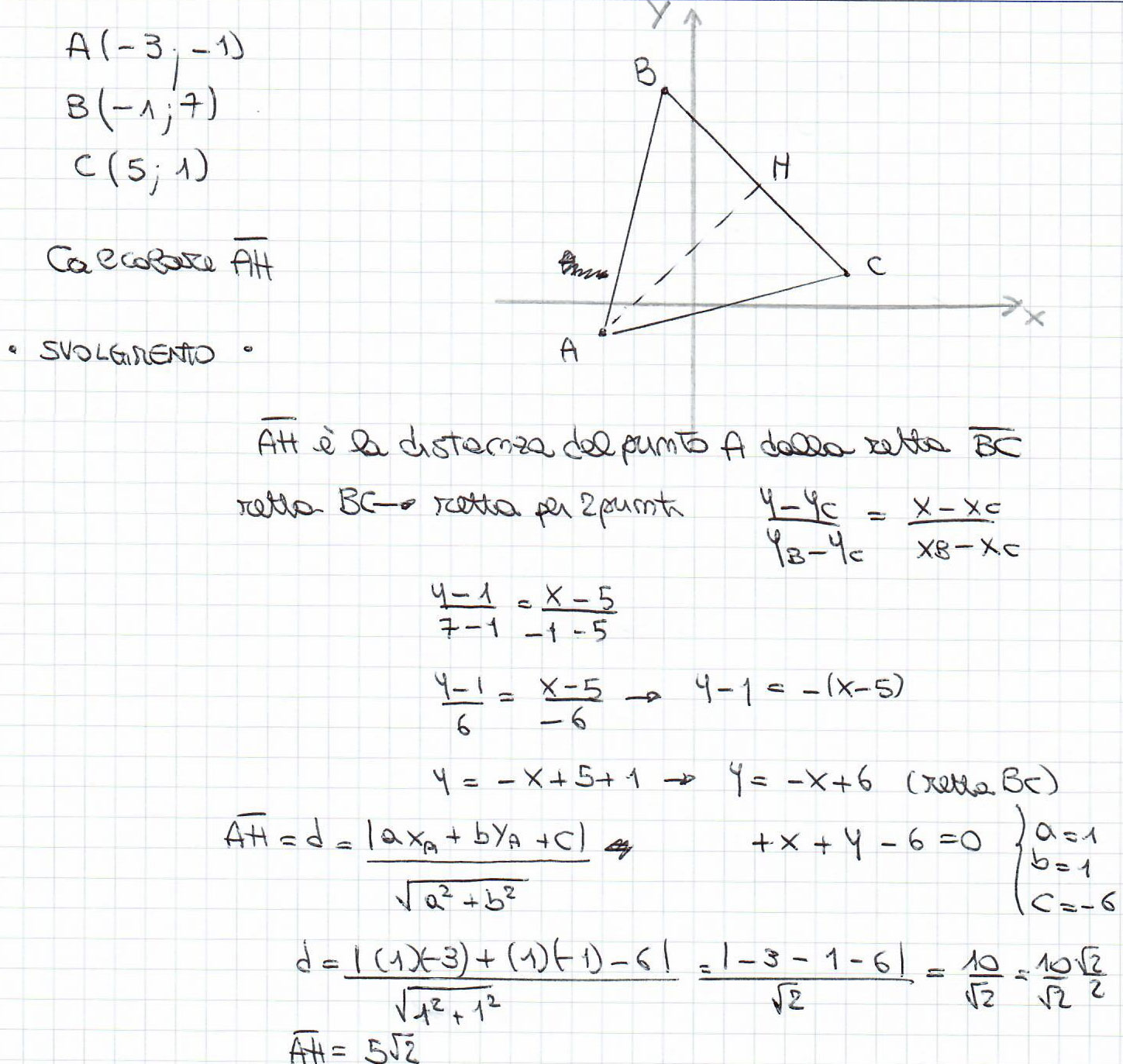 Risultato esercizio geometria analitica