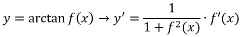 Derivata arcotangente f(x)