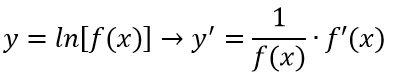 Derivata logaritmo fx